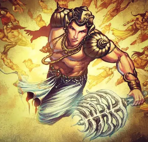 Vedischer Gott Indra mit Vajra